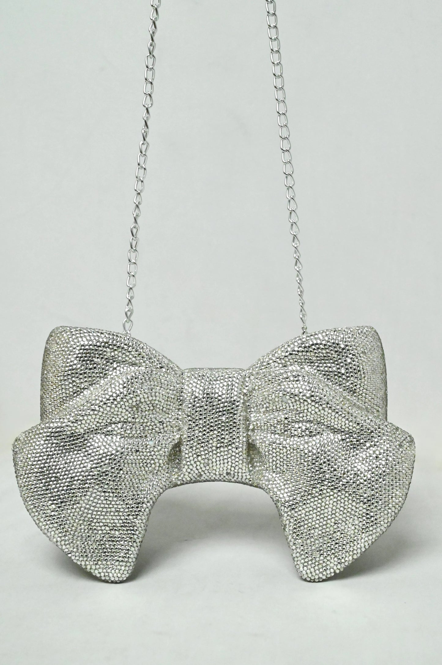 Bow Silver Clutch - Crystal