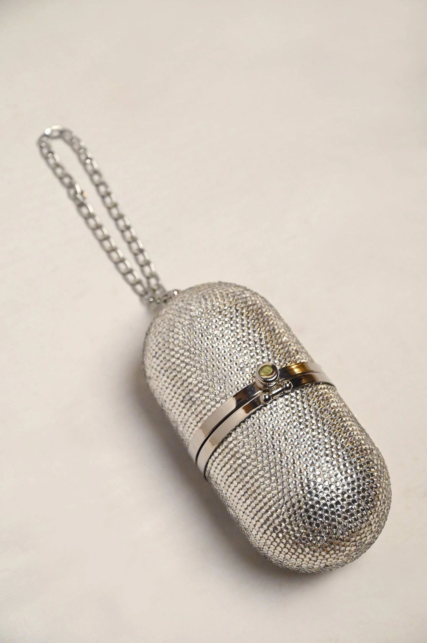 Pill Silver Clutch - Crystal