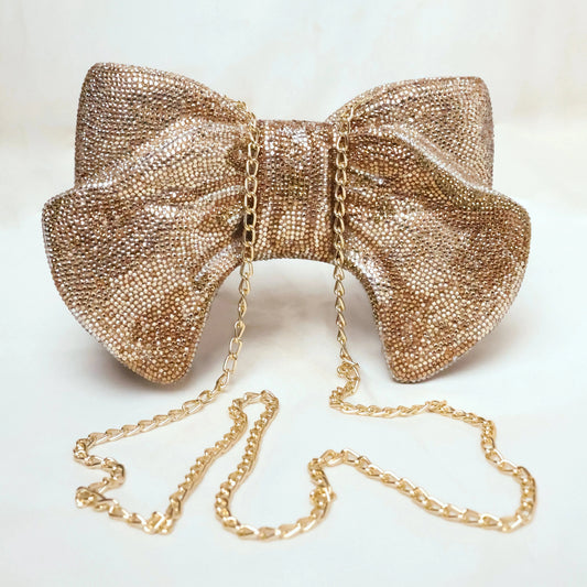 Bow Gold Clutch - Crystal