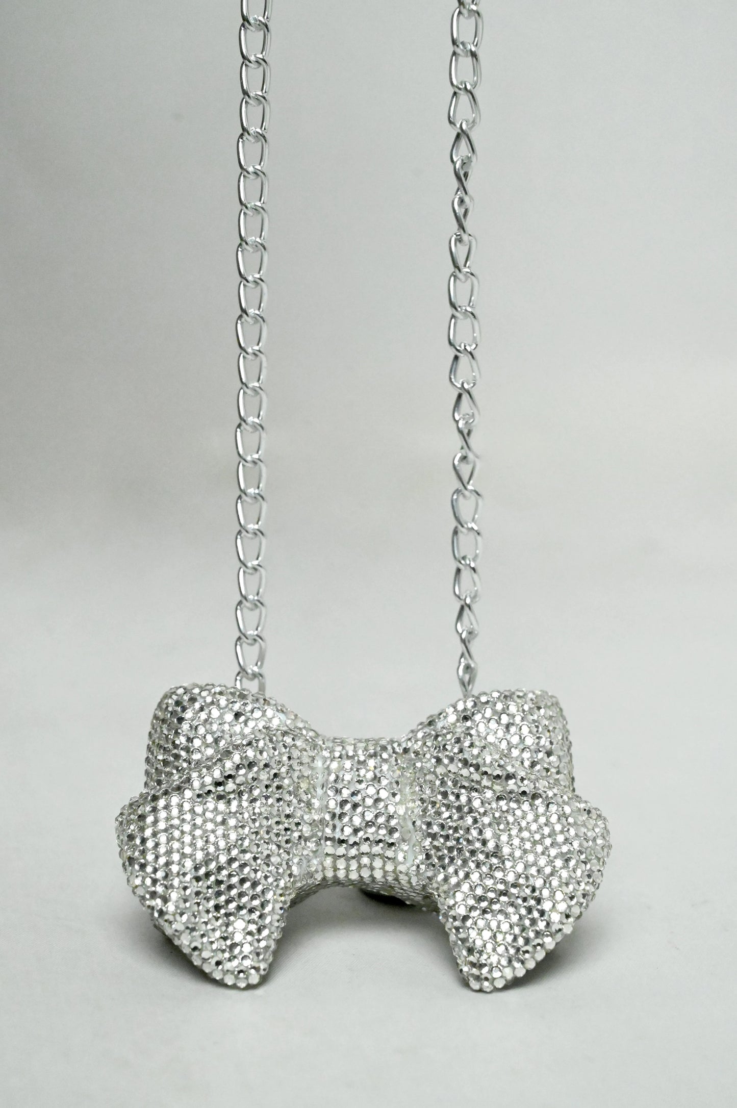 Bow Mini Silver Clutch - Crystal