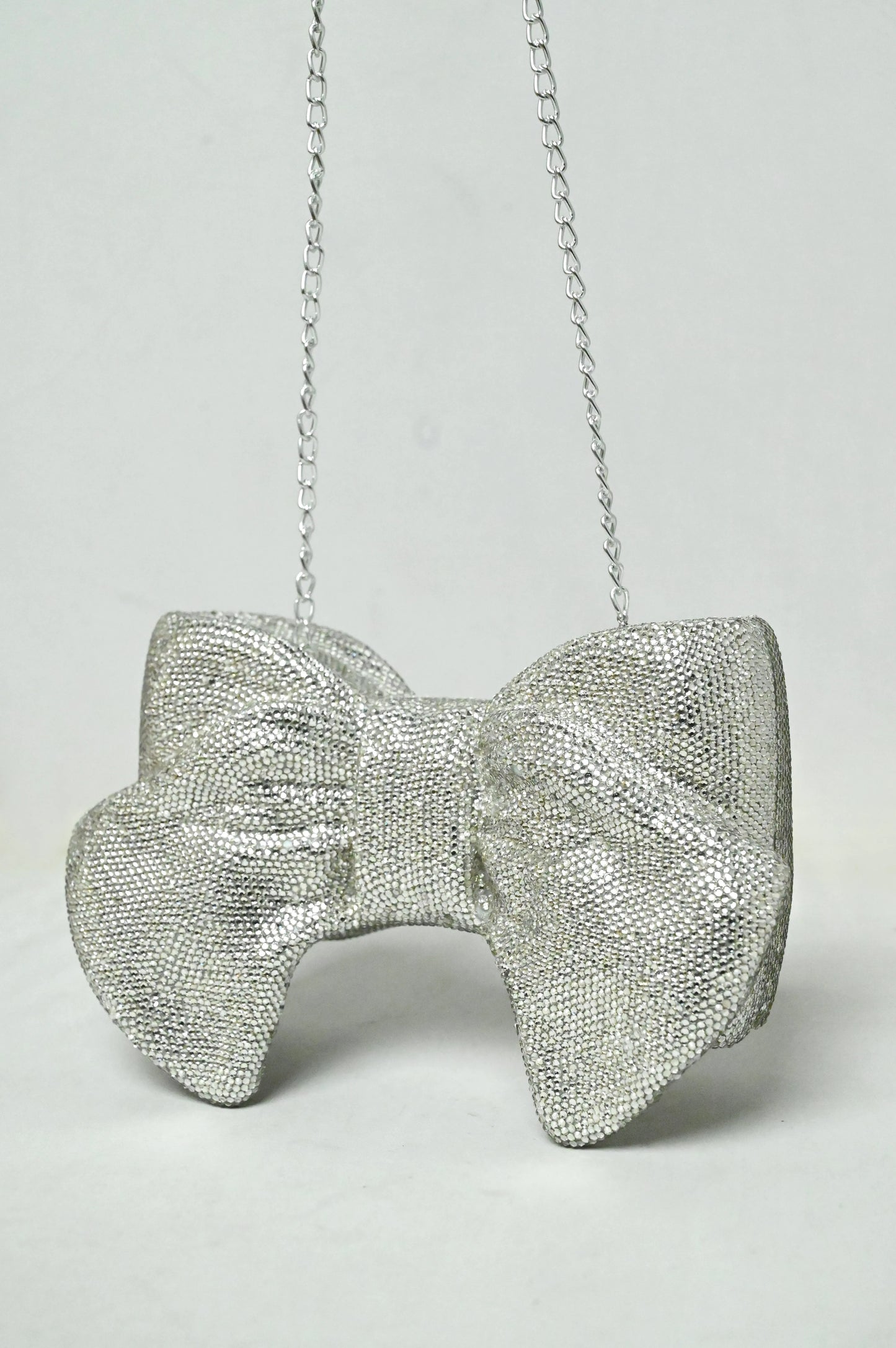 Bow Silver Clutch - Crystal