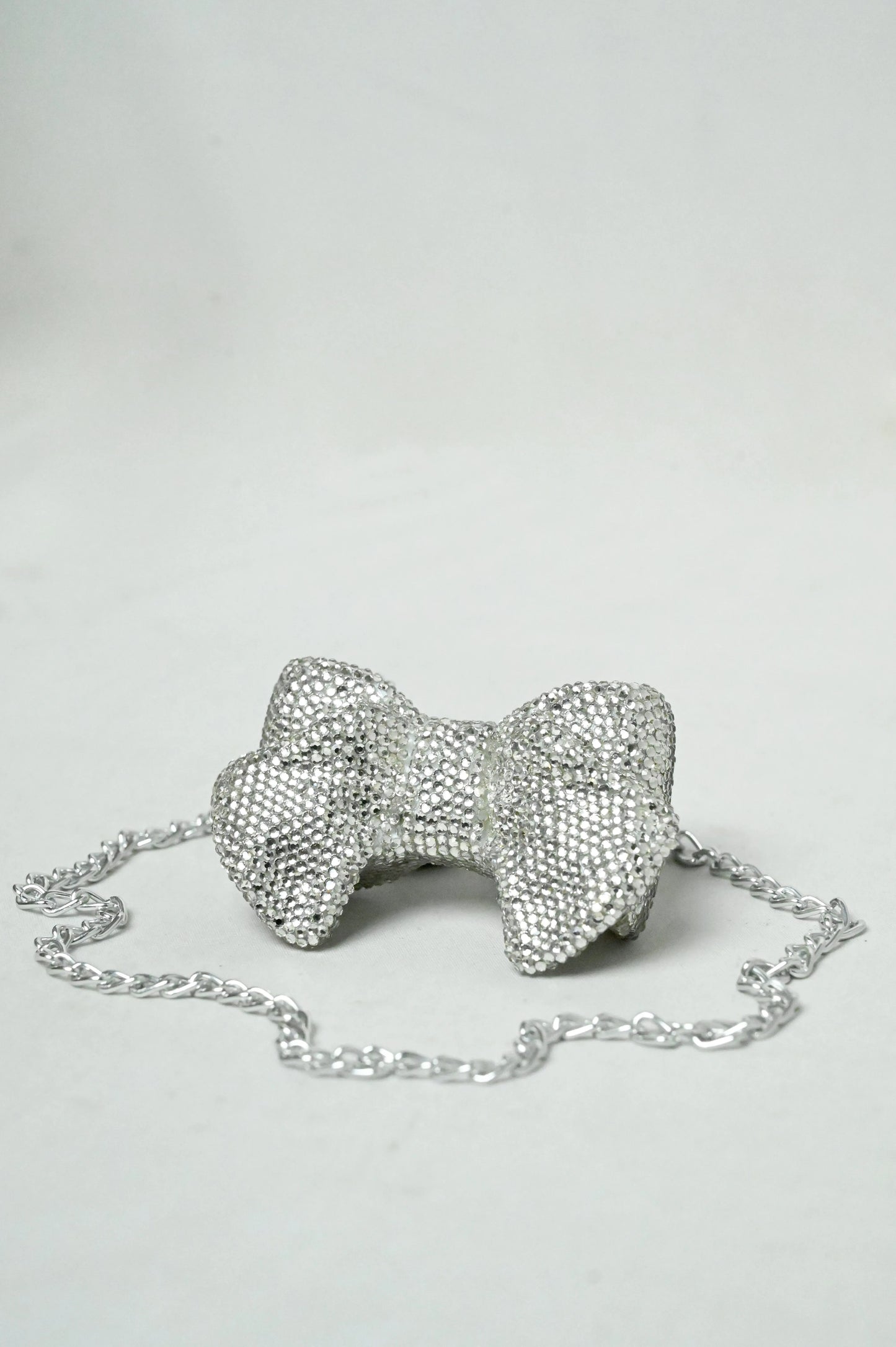 Bow Mini Silver Clutch - Crystal