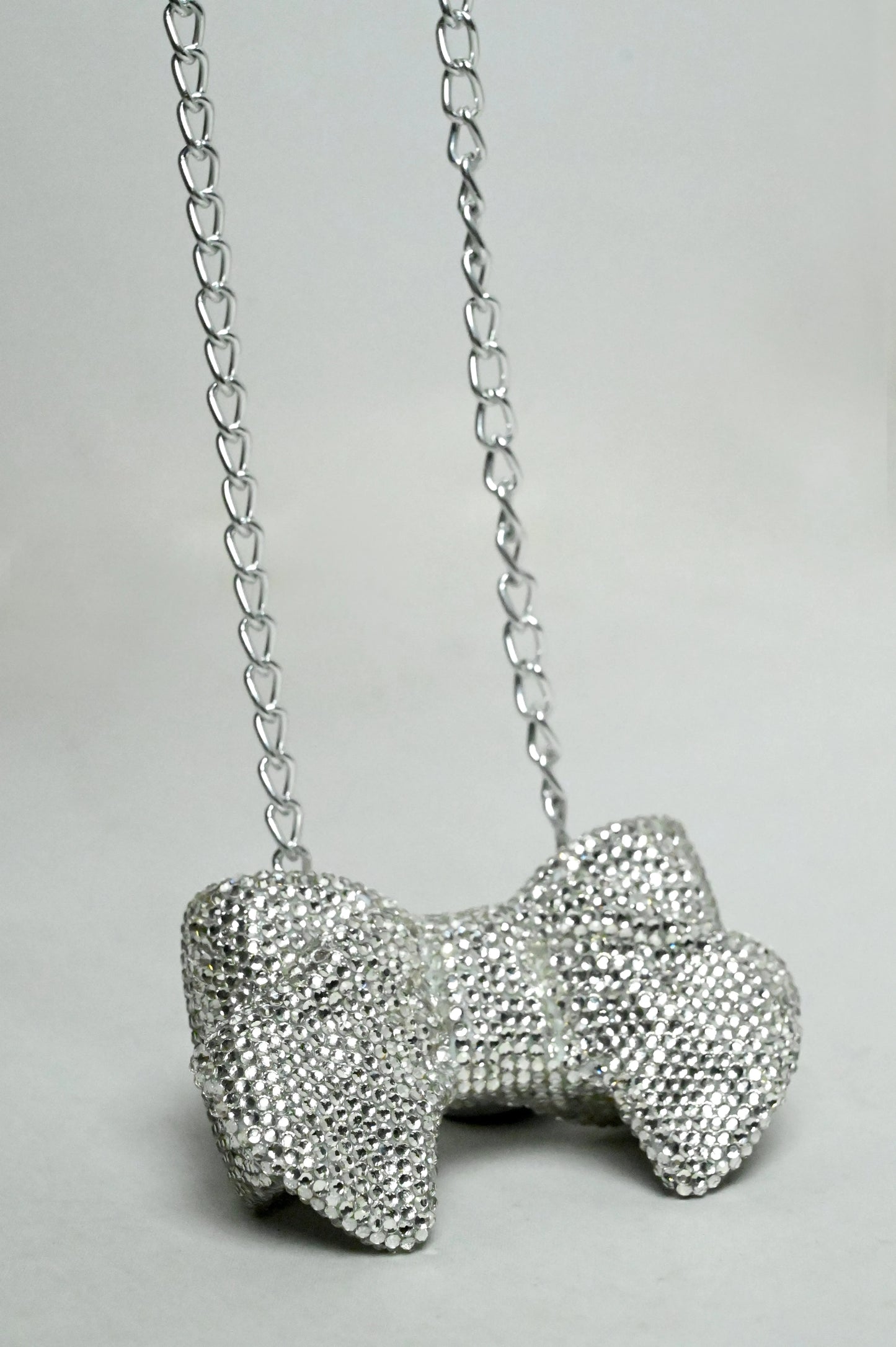Bow Mini Silver Clutch - Crystal