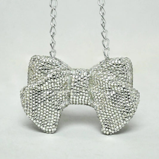 Bow Mini Silver Clutch - Crystal