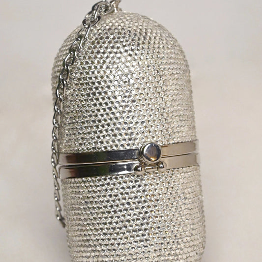 Pill Silver Clutch - Crystal