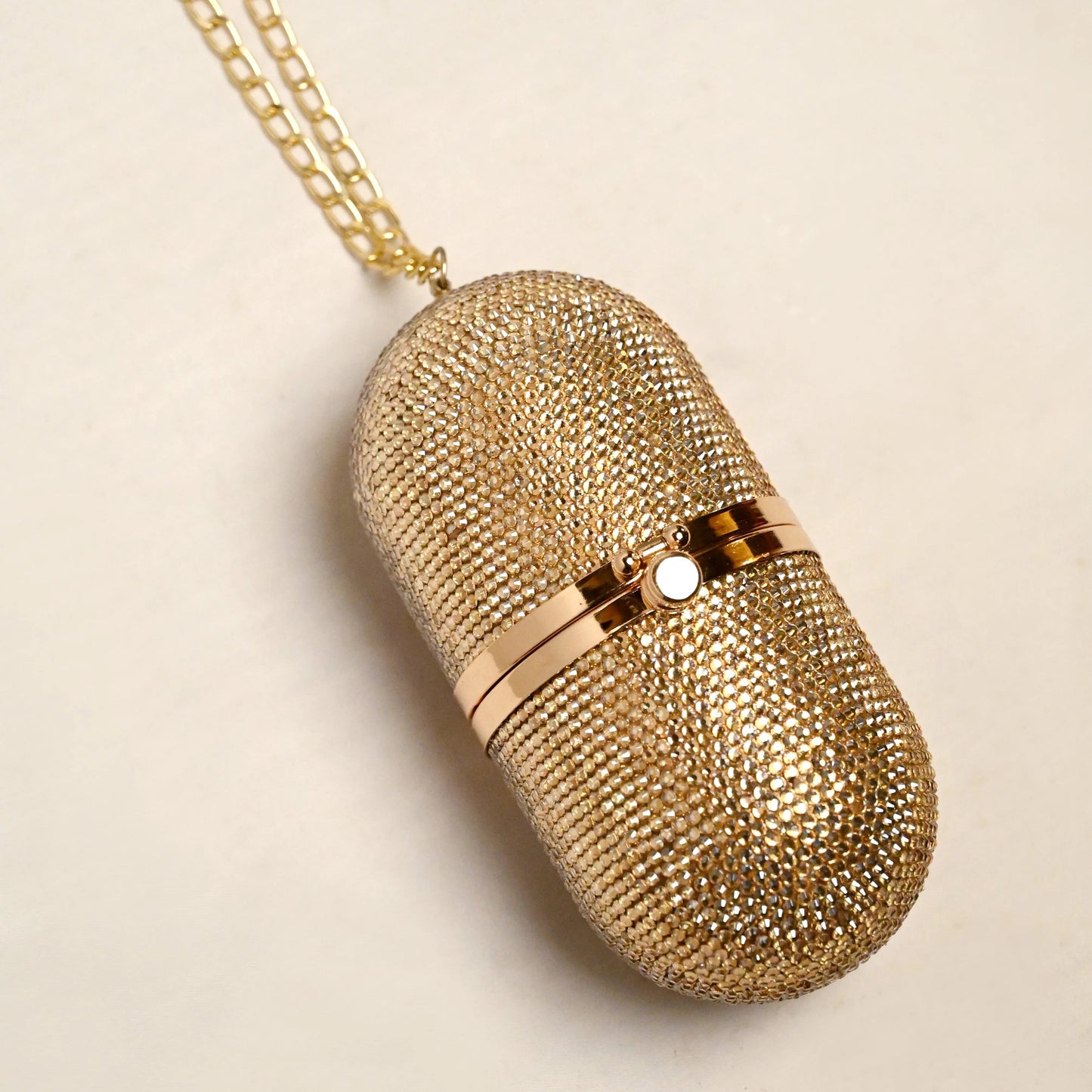 Pill Gold Clutch - Crystal