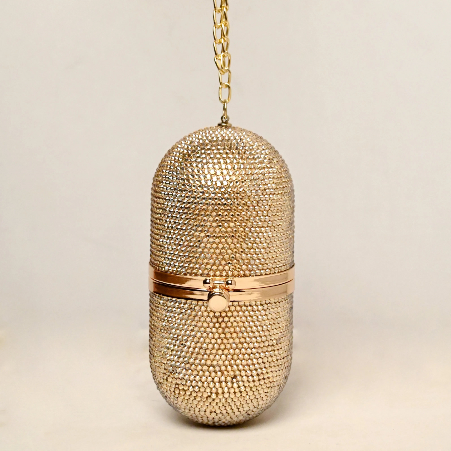 Pill Gold Clutch - Crystal