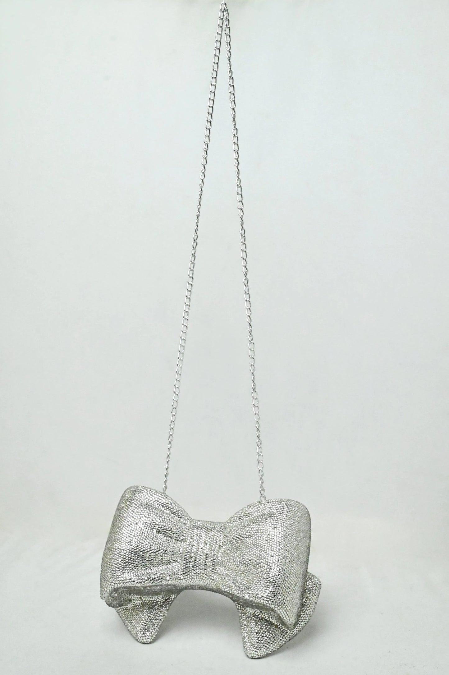 Bow Silver Clutch - Crystal