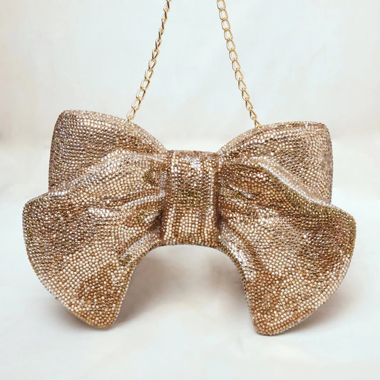 Bow Gold Clutch - Crystal